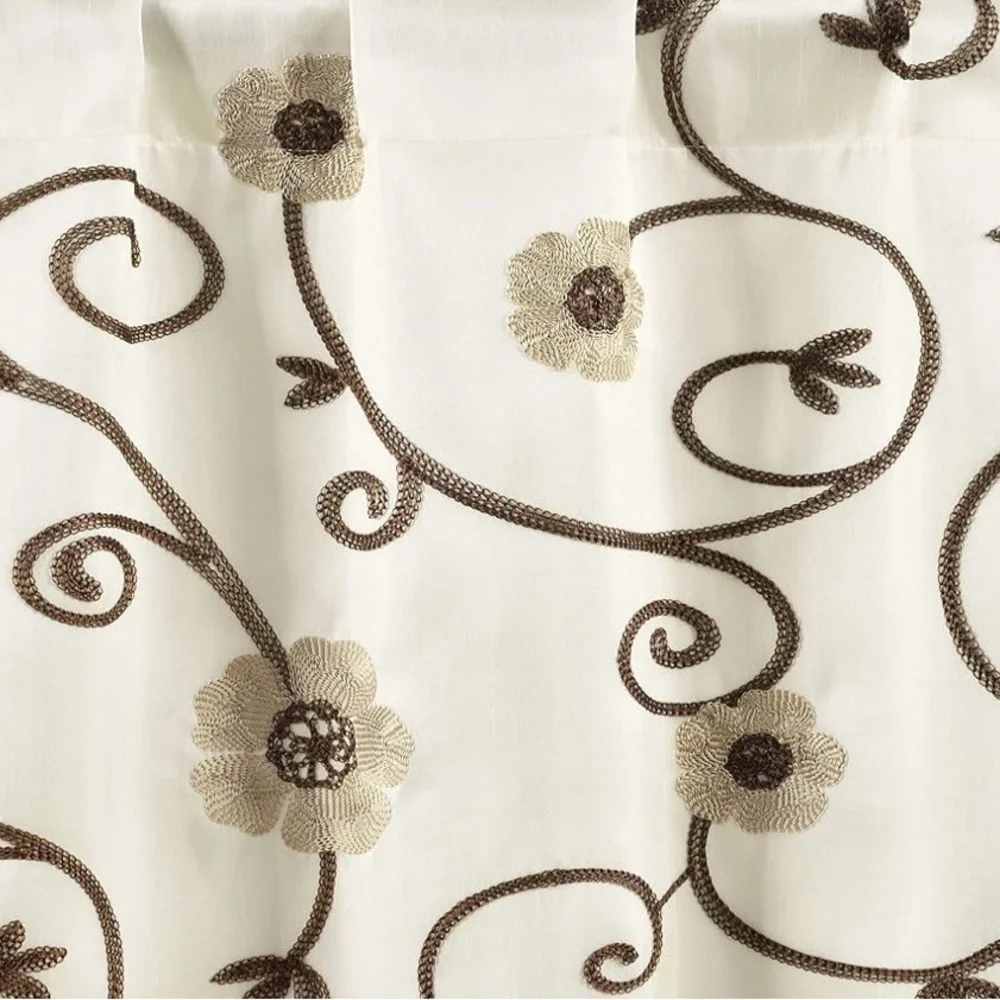 Lush Decor Royal Garden Valance Tan Set of 6 - Picture 3 of 5